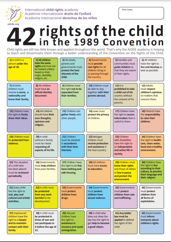 42 droits de l'enfant convention 1989